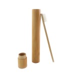 Classic toothbrush, straight handle, white color, model PDB02 + cylindrical bamboo holder